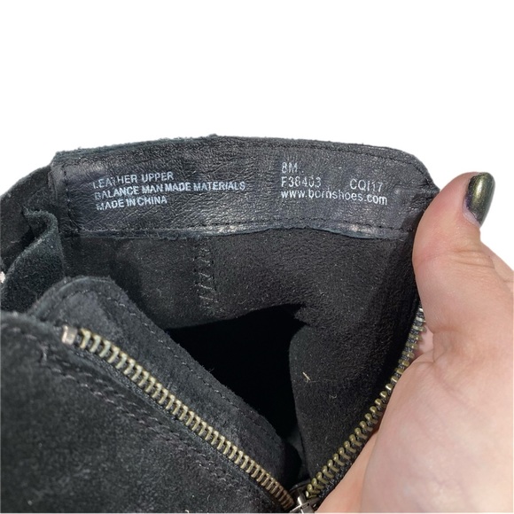 Born Black Suede Booties 8 Leather Ankle Bessie - Picture 9 of 12